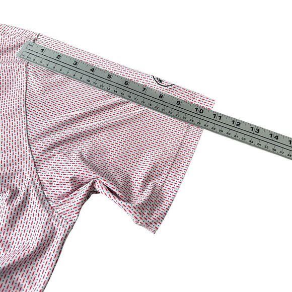 FootJoy Polo Shirt Men’s Medium Multi Geometric Stretch Short Sleeve Woodcrest - Picture 10 of 11